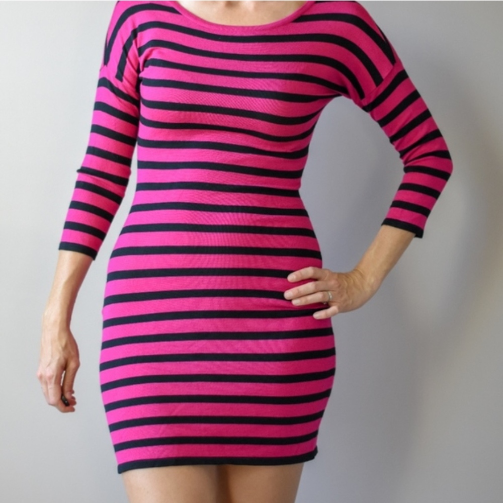 Derek Heart Striped Sweater bodycon dress